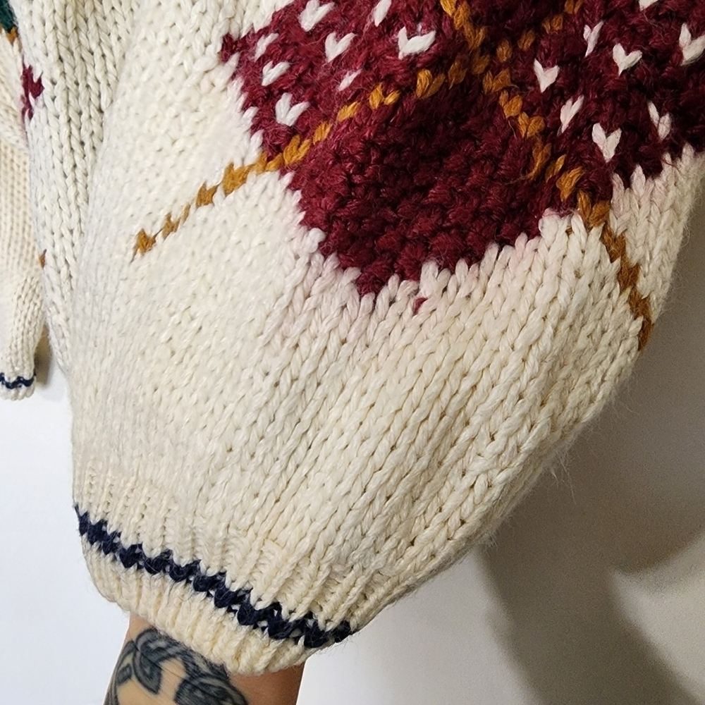 ​Vtg Maggie Lawrence Argyle Ramie Blend Cardigan Sweater L - Picture 3 of 10
